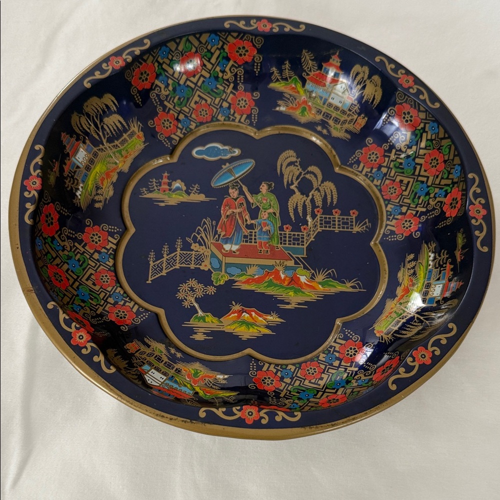 Decorative Asian-Inspired Plate with Colorful Design